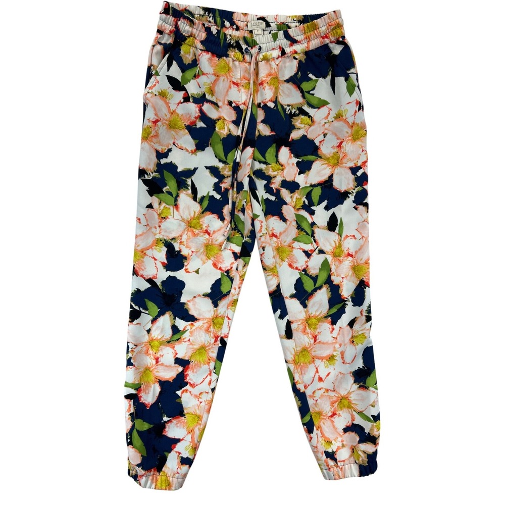 J.Crew Joggers Womens 2 Floral C3813 Tropical‎ Elastic Waist Summer Pants